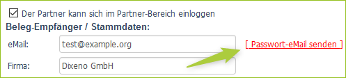 Passwort an Affiliate-Partner senden