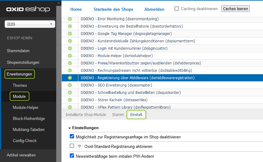 Modul-Einstellungen