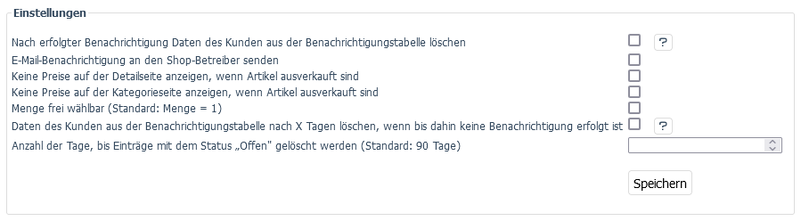 Menüoption: Einstellungen 