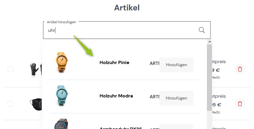 Artikel hinzufügen