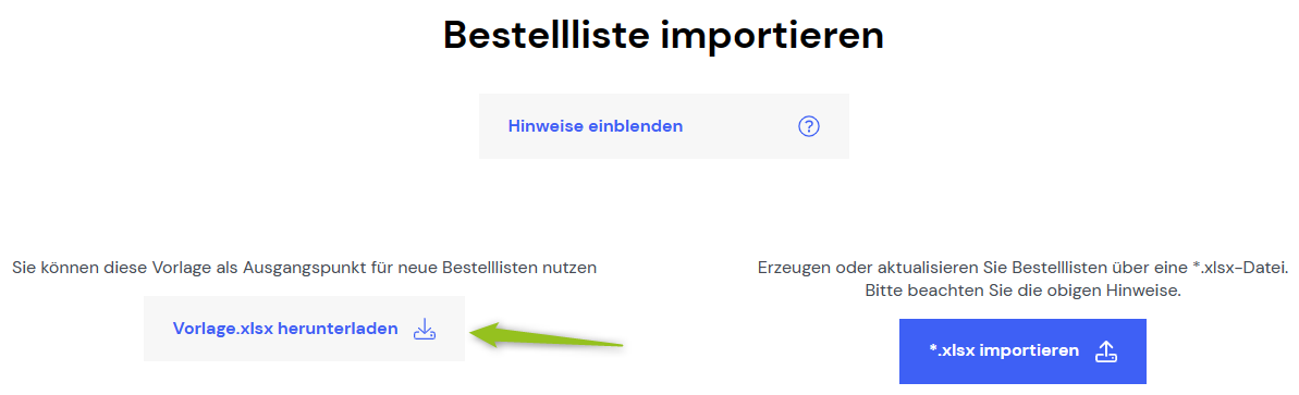 Vorlage für Bestellliste herunterladen
