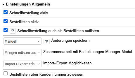 Allgemeine Modul-Einstellungen