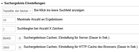 Suchergebnis-Modul-Einstellungen