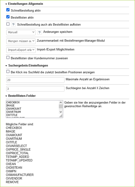 Modul-Einstellungen
