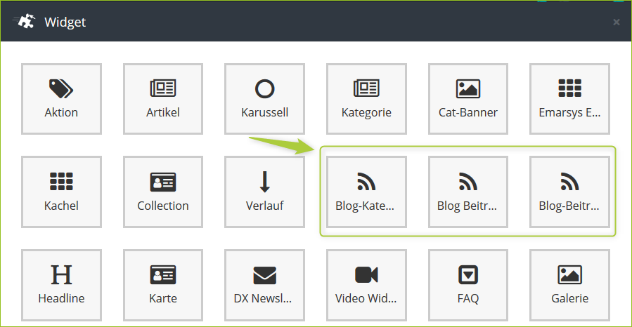 Die Widgets des Blog-Moduls