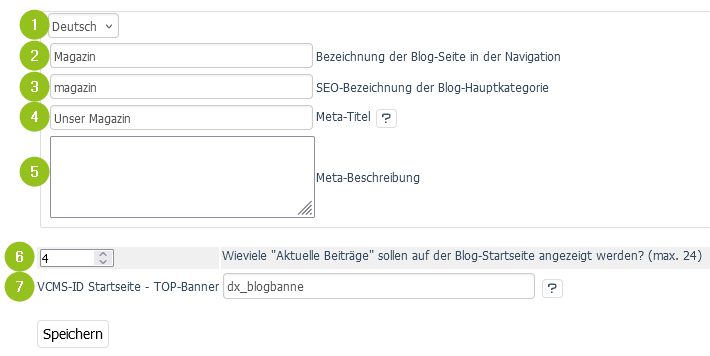 Menüoption: Einstellungen