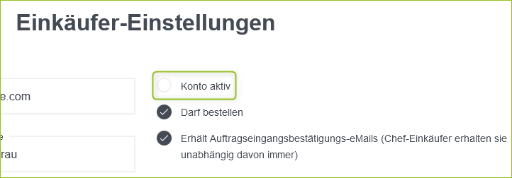 Einkäufer deaktivieren