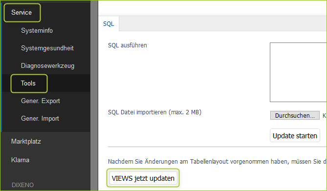 Views updaten