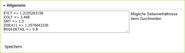 Definition der Seitenverhältnisse