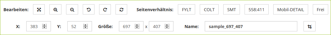 Funktionen für das Zuschneiden