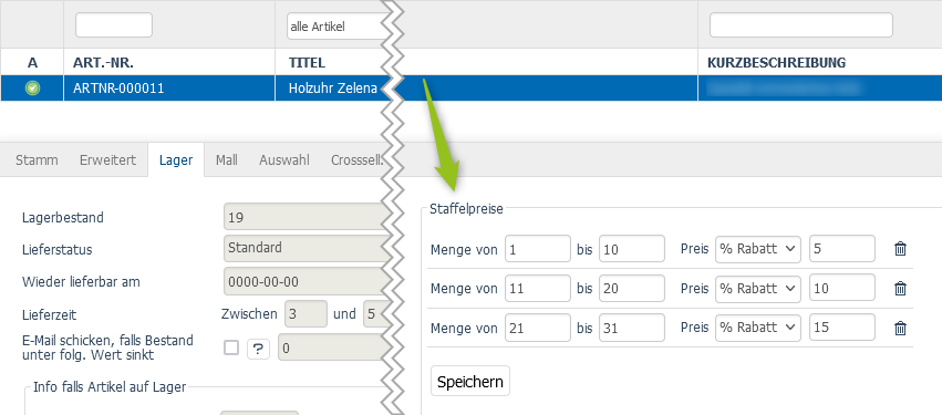 Artikel mit Staffelpreisen