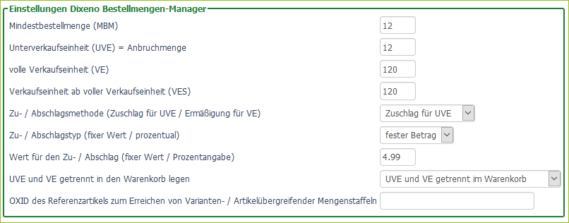 Beispiel 1: Einstellungen auf Artikel-Ebene