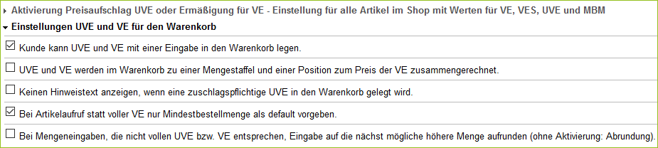 Beispiel 1: Einstellungen auf Shop-Ebene