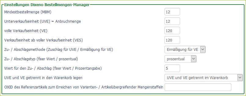 Beispiel 2: Einstellungen auf Artikel-Ebene