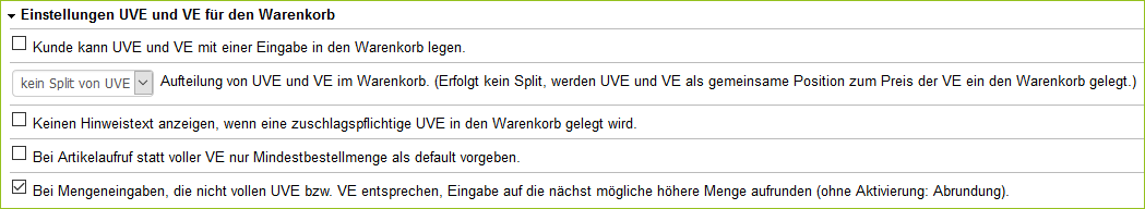 Beispiel 2: Einstellungen auf Shop-Ebene
