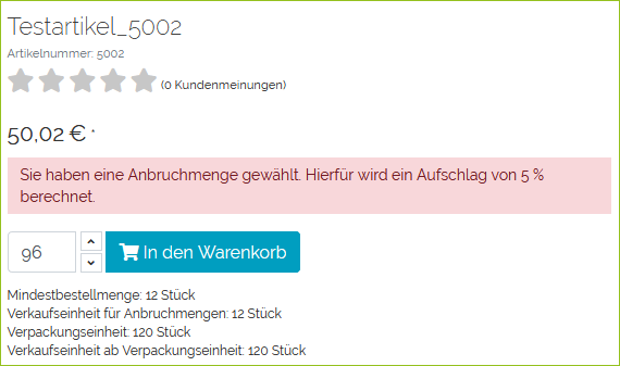 Auswirkungen Beispiel 2 Anbruchmenge