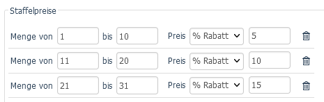 Beispiel von Staffelpreisen