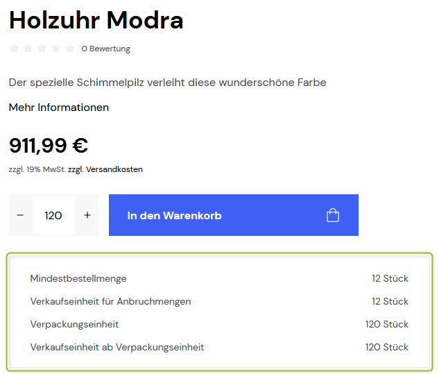 Bestellvariante 1: Preisaufschlag UVE