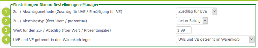 Funktionen auf Kategorieebene