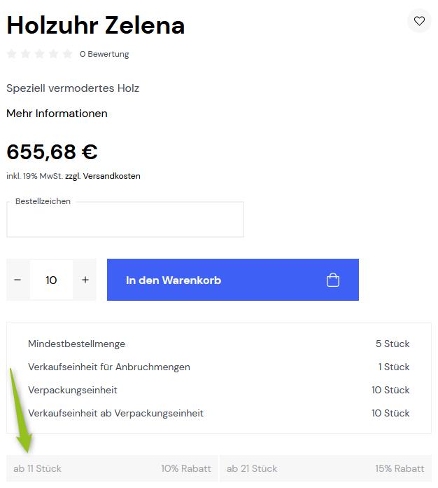 Neue Schaltfläche für Mengenstaffelpreise