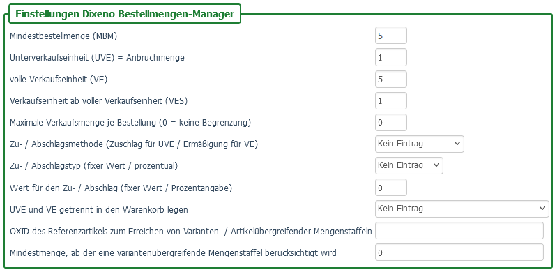 Beispiel für eine Mindestmenge