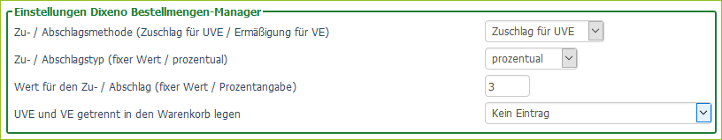 Beispiel 2: Einstellungen auf Kategorie-Ebene