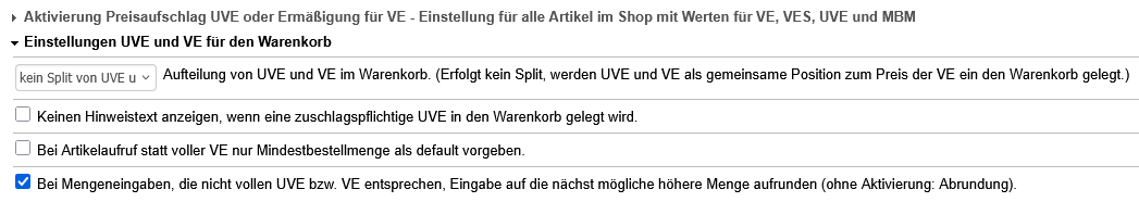 Beispiel 2: Einstellungen auf Shop-Ebene