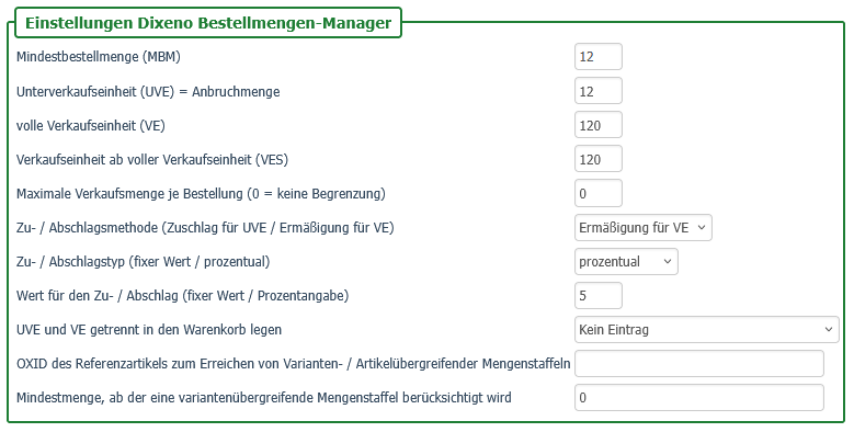 Beispiel 3: Einstellungen auf Artikel-Ebene