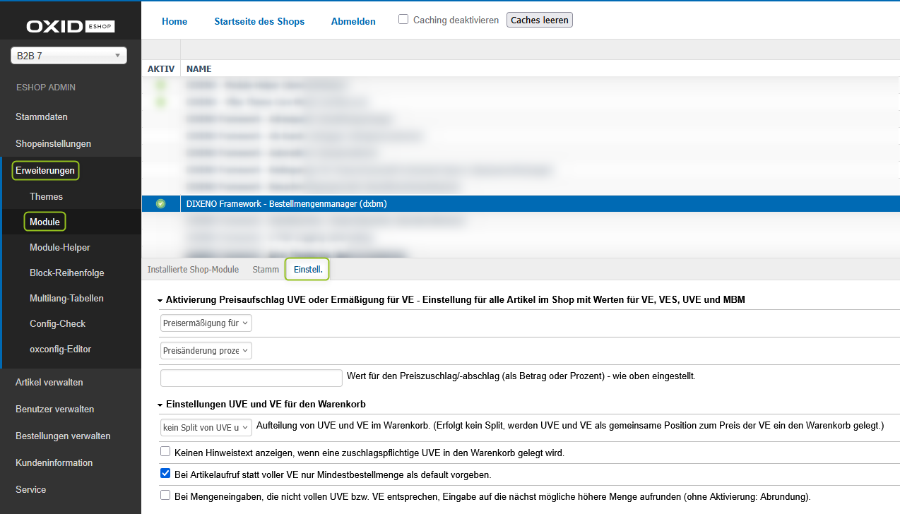 Funktionen (shopweit)