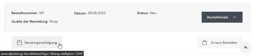 Versand im Frontend