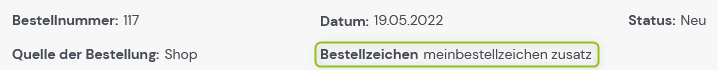 Bestellzeichen in der Historie (Bestellung)