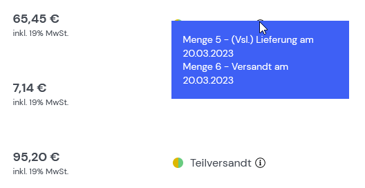 Status Teilversand