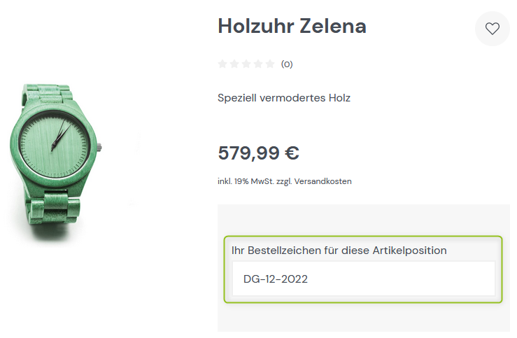 Bestellzeichen bei einer Artikelposition