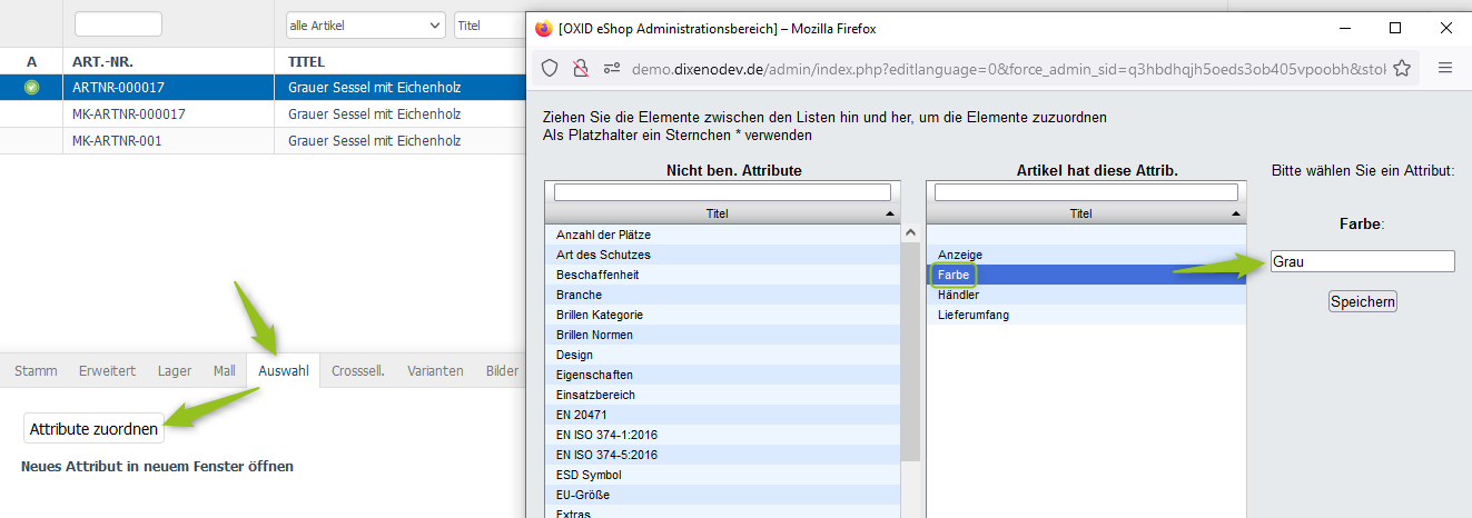 Einstellungen Filter