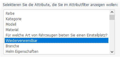 Weitere Filtermöglichkeiten Backend Attribute
