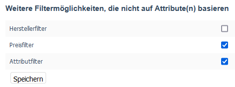 Weitere Filtermöglichkeiten Backend