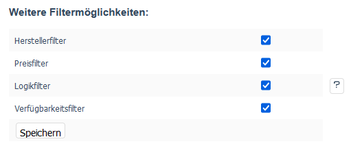 Weitere Filtermöglichkeiten Backend