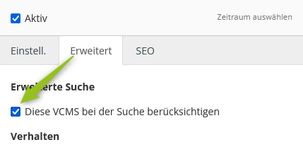 Inhaltsseite in Suche beachten