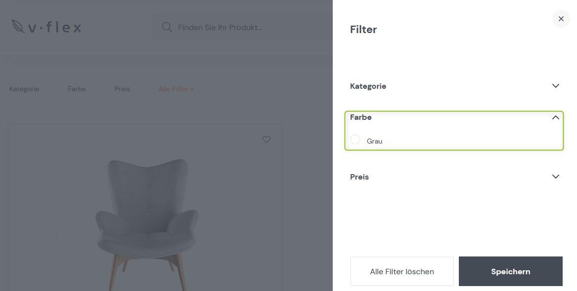 Filtermöglichkeiten Frontend