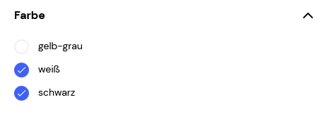 Filterauswahl im Frontend