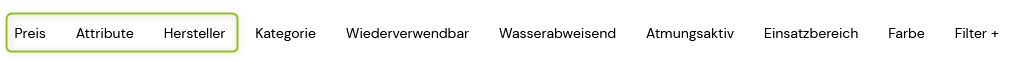 Weitere Filtermöglichkeiten Frontend
