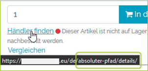 Pfad des Links Frontend