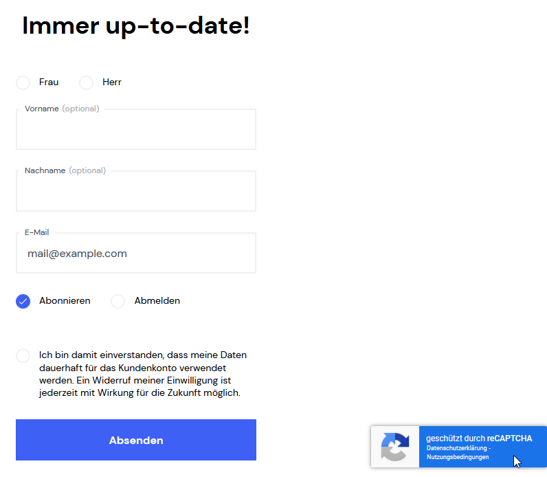 Google Captcha v3 im Frontend
