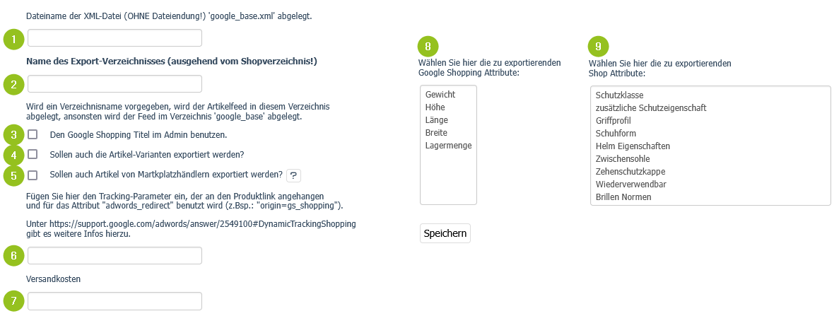 Export-Einstellungen