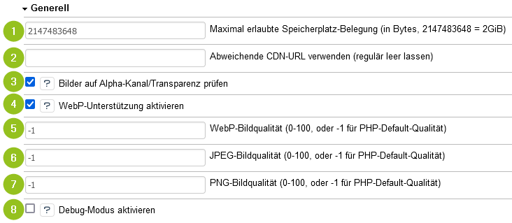 Modul-Einstellungen des Lazy Loader-Moduls