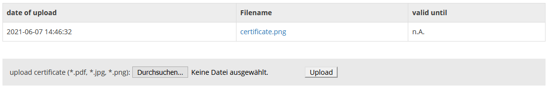 Uploaded USt-Bescheinigung