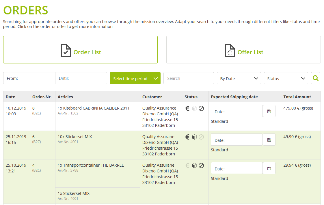 Order Overview