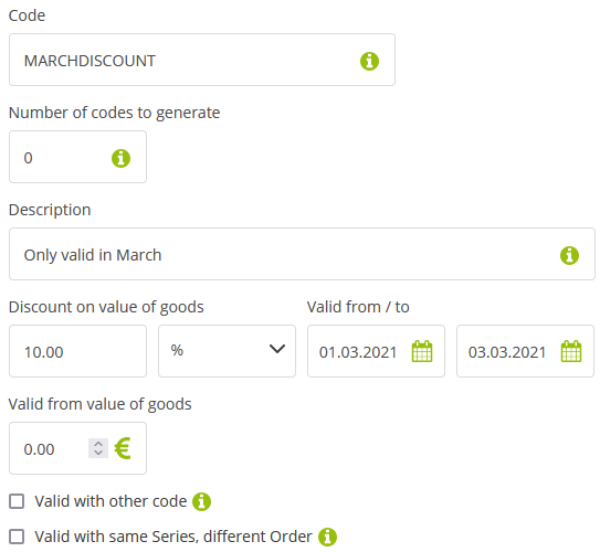 Create voucher code