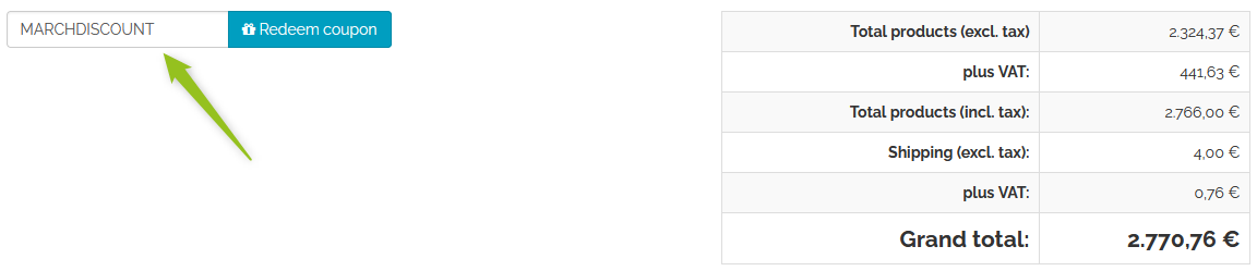Store coupon code