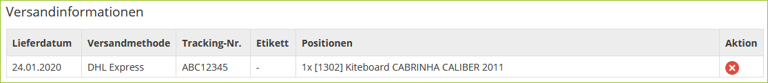 Sendungsdaten